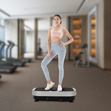 Фітнес-обладнання Mini Vibration Plate з пультом дистанційного керування Bluetooth Світлодіодний дисплей Сучасний дизайн у сріблястому кольорі 99 рівнів 3 зони тренувань вантажопідйомність 120 кг