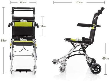Інвалідний візок, Розбірний, Алюмінієвий сплав, Легкий, Портативний, Самокат для літніх людей/інвалідів, Чотириколісний транспортний засіб, Портативний