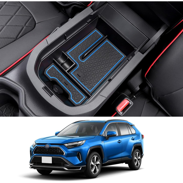 Сумісний з Toyota RAV4 2019-2021 2022 2023 2024 Бокс для зберігання на центральній консолі Автомобільний бардачок Підлокітники RAV4 Центральна консоль Підлокітник Органайзер для зберігання RAV4 Гібридні аксесуари RAV4 (синій)