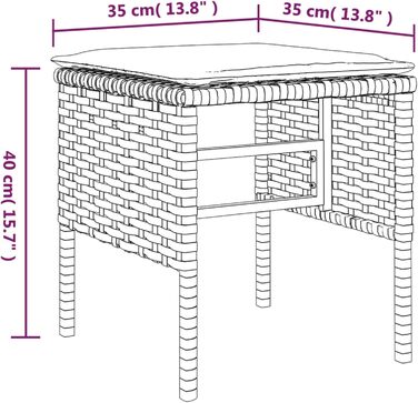 Садовий стілець Homgoday з подушкою Стільчик для ніг Табурет для ніг Балконний садовий меблевий стілець для балкона Тераса Сад 4 шт. Чорний полі ротанг
