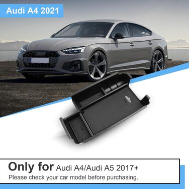 Ящик для зберігання на центральній консолі Coleya сумісний з Audi A4 B9/Audi A5 F5 2017-2024, органайзер для підлокітника аксесуарів Audi A4, бардачок з центральним підлокітником Audi A5 з нековзним килимком (чорний)