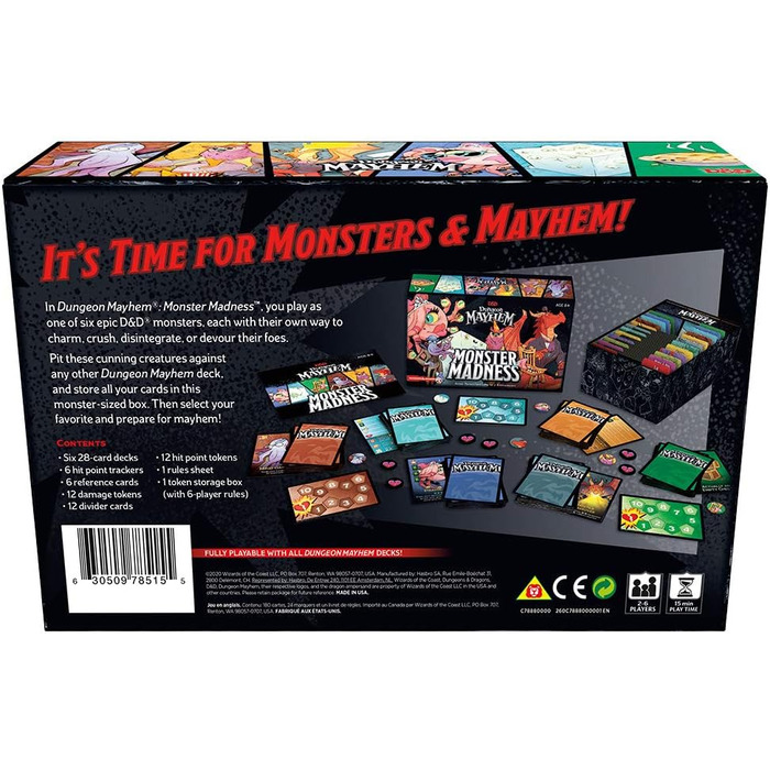 Карткова гра Dungeons & Dragons C7888000 Dragon Dungeons Mayhem Monster Madness, одиночна, різнокольорова, стандартна