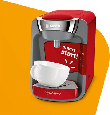 Капсульна машина Tassimo Suny TAS3208 кавоварка від Bosch, понад 70 напоїв, повністю автоматична, підходить для всіх чашок, майже без часу нагрівання, 1300 Вт, червоний/антрацит