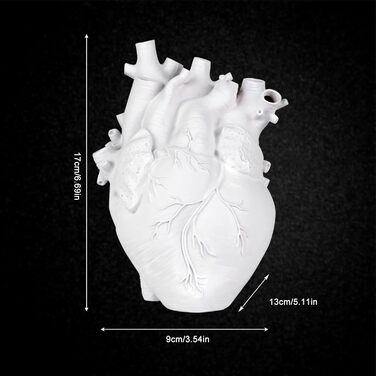 Ваза Delamiya Heart Vase Анатомічний квітковий горщик, ваза смола декоративна квіткова ваза, ваза прикраса для вітальні спальні весільної вечірки (не містить квітів) білий