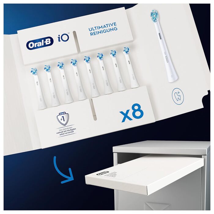 Щітки для чищення Oral-B iO Ultimate для електричної зубної щітки, 8 шт. , Ultimate Tooth Cleaning, насадка для зубних щіток Oral-B, упаковка для поштової скриньки 8 шт. (1 упаковка)