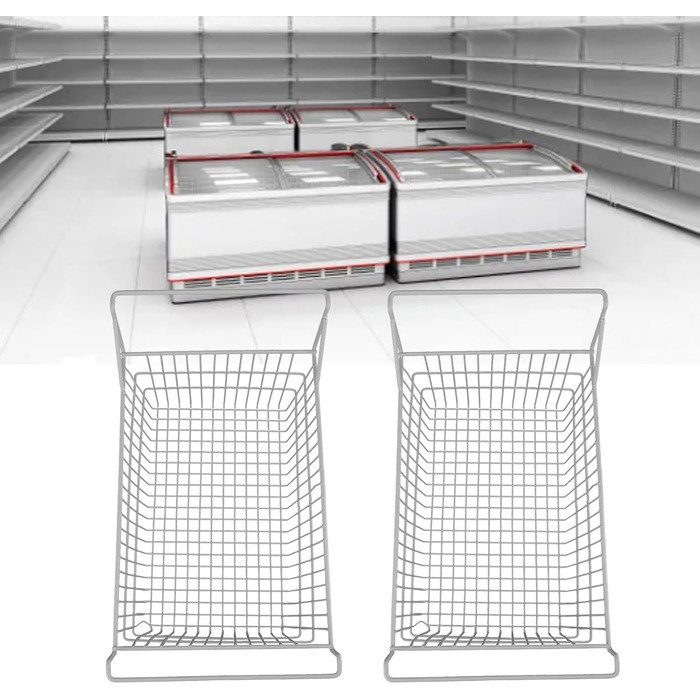 Кошики для морозильної камери Ozgkee 2 шт. и, побутові дротяні кошики для зберігання, органайзер з високими та низькими ручками для кухні та шафи в коморі (50 x 27 см / 50 x 27 см / 19,7 x 10,6 дюймів