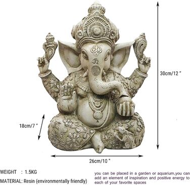 Фігурка Pevfeciy Ganesha Велика статуя Будди H-30 см, фігурки для прикраси дзен-саду, фігурка Будди Слона Бога, прикраса скульптури ручної роботи для прикраси будинку, ремесел, подарунків 1PCS