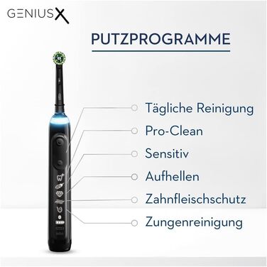 Електрична зубна щітка Oral-B Genius X, 6 режимів чищення зубів для догляду за зубами, додаток зі штучним інтелектом і Bluetooth, подарунок чоловіку/жінці, дизайн коричневого, чорного