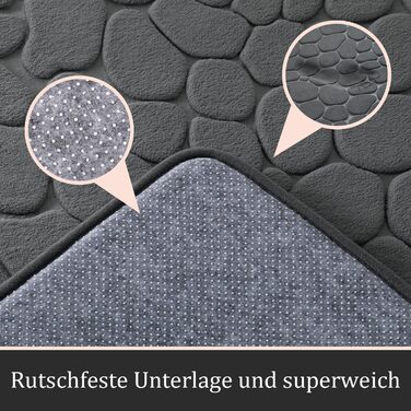 Набори килимків для ванної кімнати chakme 2 шт. и, набір килимків для ванної кімнати з брукованої піни з ефектом пам'яті Товсті, протиковзкі килимки для ванни, вбираючі темно-сірі килимки для ванни, туалету та підлоги, які можна прати, для ванни, туалету