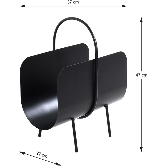 Підставка для журналів HAKU Mbel чорна, метал - Розміри Ш 37 см х В 47 см х Г 22 см, Стиль модерн
