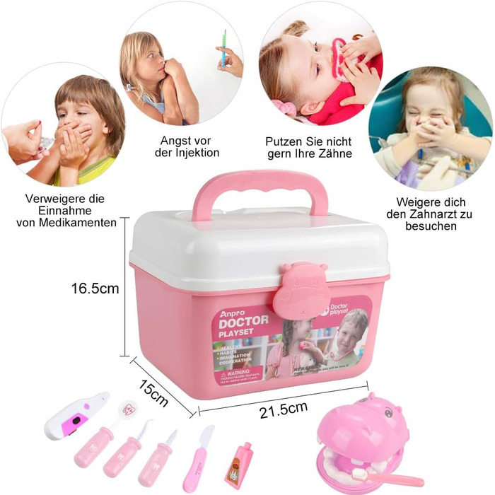 Подарунки для дітей (рожевий) 46pcs-Pink, 46pcs Doctor Suitcase Medical Toy Role Play Toy Set, Doctor Suitcase Doctor Play Set Role Play Kit