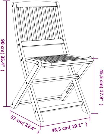 Садовий стілець 4 шт., Складаний стілець з планкою, Крісло для патіо зі спинкою, Садові меблі Балконні меблі, Розкладний Масив Дерева Акації