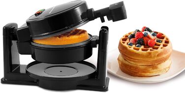 Вафельниця Elite Gourmet EWM460, для бельгійських вафель, з антипригарним покриттям, обертова, вафлі товщиною 3,2 см, хеш-коричневі, кето, закуски, сендвічі, яйця, легко чиститься, чорний DE