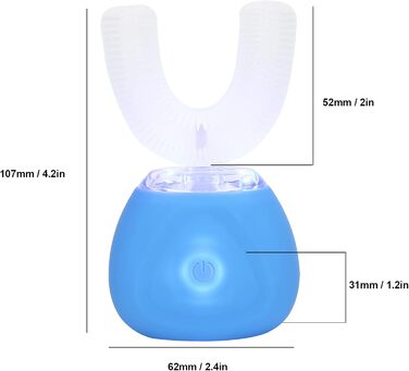 Електронна зубна щітка, водонепроникна U-подібна електрична ультразвукова зубна щітка Електронне чищення зубів для електричних зубних щіток для дорослих (синій)