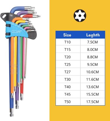 Набір торцевих ключів CCLIFE 18 шт., Torx Allen з ручкою