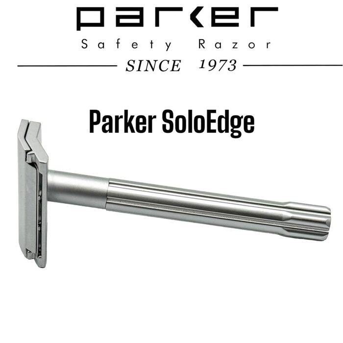 Однокрайова безпечна бритва Parker SoloEdge зі 100 лезами бритви Parker Platinum Single Edge в комплекті