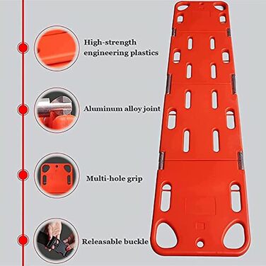 Складні розтяжки для хребта, пластикова дошка для хребта для екстреного порятунку, рятувальна дошка з ременем безпеки, задня дошка для рятувальників, іммобілізація розтягувача хребта, для пацієнтів