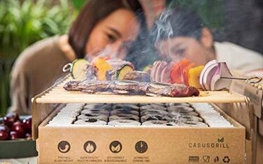 Одноразове барбекю CasusGrill, біорозкладне, міні-барбекю портативне та одноразове барбекю, виготовлене з натуральних матеріалів, легко збирається - не потребує рідини для запальнички 1