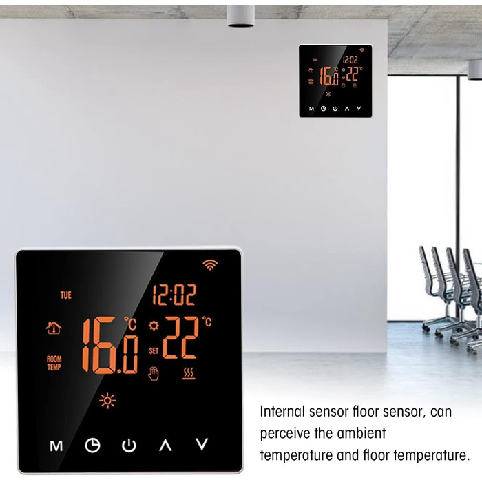 Цифрові програмовані термостати, кімнатний термостат, ME81H AC 230V WIFI Smart Thermostat, 16A, помаранчева задня біла преса РК-дисплей Інтелектуальний термостат Термостат теплої підлоги для термостата