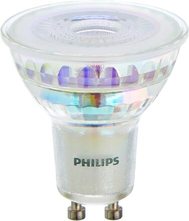 Лампи Philips LED Classic GU10 Warm Glow (50 Вт), світлодіодні плями з рефлектором із регулюванням яскравості та теплим білим світлом, енергозберігаючі лампи з тривалим терміном служби (50 Вт, 2 упаковки, без регулювання яскравості)