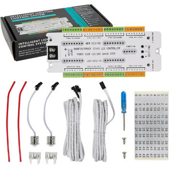 Контролер DC12V-24V, контролер освітлення сходів з детектором руху, контролер світлодіодної стрічки, оснащений двома детекторами руху, може вільно регулювати яскравість, швидкість, затримку