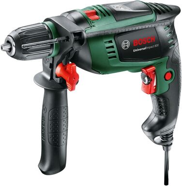 Ударний дриль Bosch UniversalImpact 800 для дому та саду (800 Вт, кейс), чорний/зелений