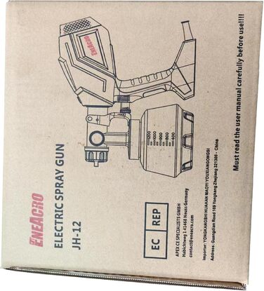 Система розпилення фарби ENEACRO 700 Вт HVLP-розпилювач з баком 1200 мл, регульованою витратою та кутом розпилення, 5 латунними соплами, регульованою на 360 форсункою для використання всередині та зовні приміщень JH-12