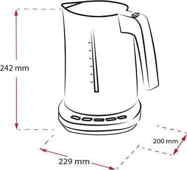 Чайник - MELITTA - Look Aqua DeLuxe 1026-14 з налаштуванням температури (80 C, 95 C, 100 C) для чаю та дитячого харчування та функцією збереження тепла, 1,7 л, 2400 Вт з налаштуванням температури один