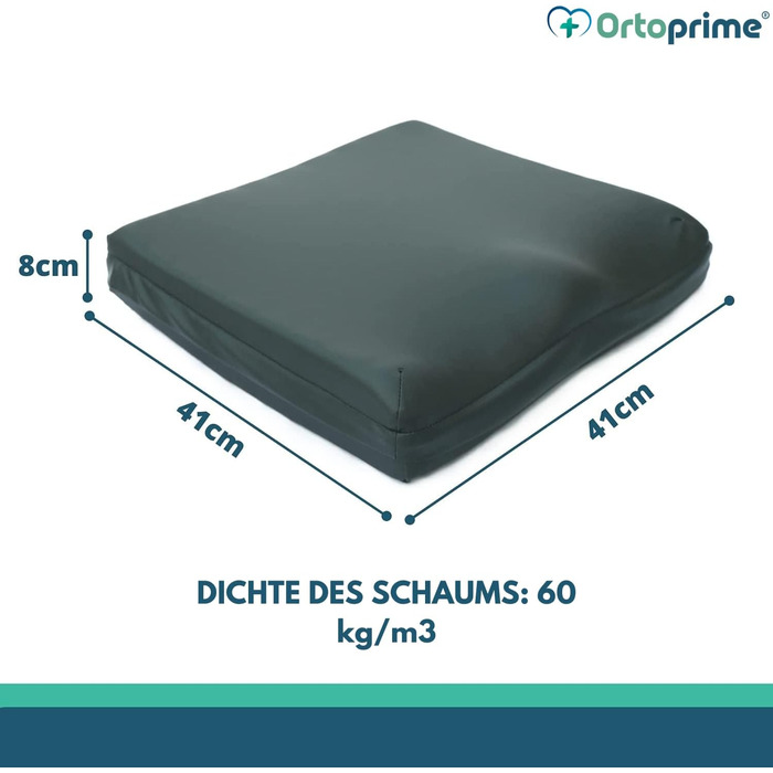 В'язкоеластична протипролежнева подушка високої щільності OrtoPrime - 60 кг/м3 - Ортопедична рельєфна подушка з піни з ефектом пам'яті - Підходяща подушка для сидіння для інвалідних візків, дому, автомобіля та офісу