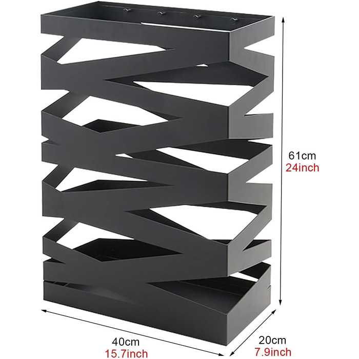 Підставка для парасольок Cuiynic, підставка для парасольок у геометричному стилі з 4 маленькими гачками, сучасний порожнистий тримач для парасольки для передпокою/передпокою/передпокою/квартири/залу/білий (чорний W)
