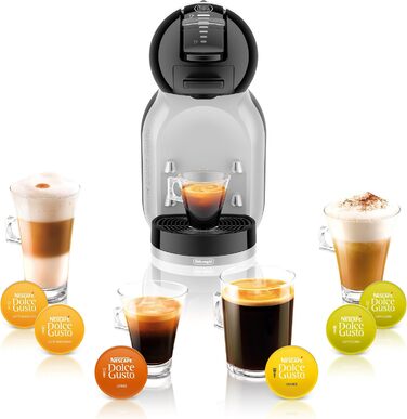 Капсульна кавоварка NESCAF De'Longhi EDG 155.BG Dolce Gusto Mini Me (для гарячих і холодних напоїв, тиск насоса 15 бар, резервуар для води 0,8 л) чорний / арктичний сірий