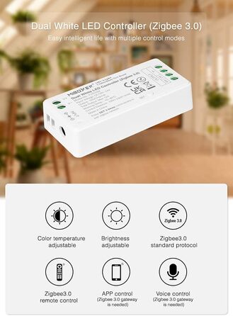 Диммер Milight Miboxer Zigbee3.0, одноколірний контролер світлодіодної стрічки, 12 В/24 В, сумісний із додатком Zigbee Storeo Echo / голосовим керуванням, (FUT035z)
