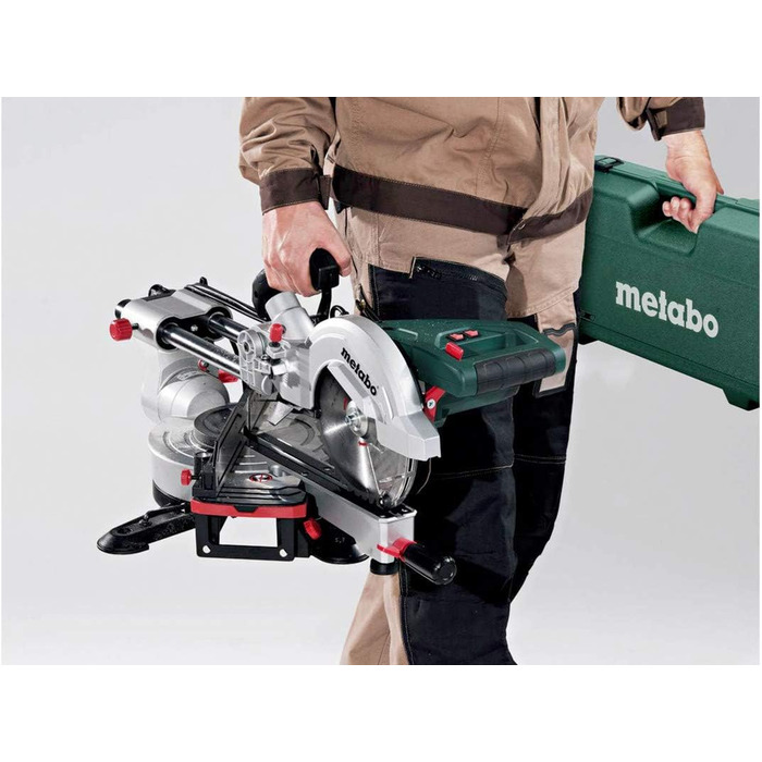 Поперечна пила Metabo KGS 254 M (1450 Вт, з функцією протягування, макс. Ширина різання 90/45 92 / 47 мм, макс. Глибина різання 90/45 305x92 мм, вкл. подовжувач столу пильний диск, лазер, світлодіодне робоче світло) 602540000