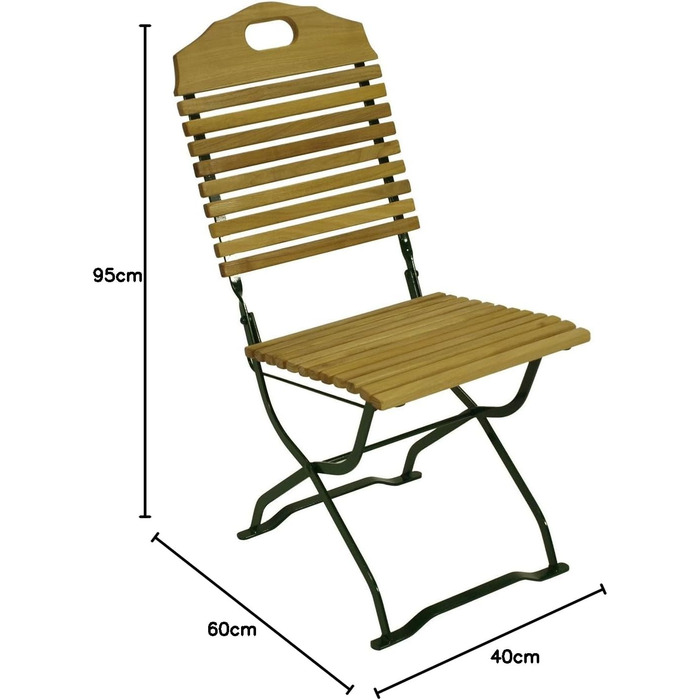 Садове крісло Розкладне крісло Kurgarten Bad Tlz, каркас плоский сталевий Moss Green (RAL 6005) Robinia Wood, складний (набір з 2 шт. )