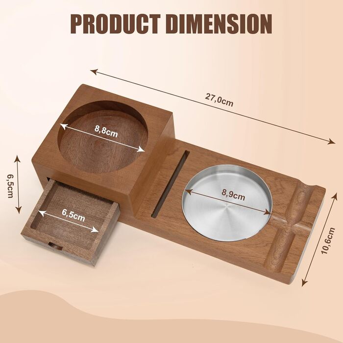 Підставка для сигар FINEW з сигарними аксесуарами, дерев'яна попільничка з різаком для сигар, шухлядою і гніздом для сигар - набір сигарних аксесуарів - подарунок для чоловіків