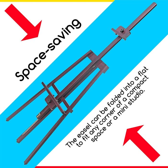 Мольберт для штатива MEEDEN з дерева, 43 x 155 см (17 x 61 дюйм), стабільна конструкція А-подібної рами, мольберт для живопису з регулюванням висоти, мольберт з масиву бука, для полотна до 110 см (43 дюйми), горіх