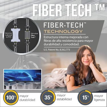 Підняте надувне ліжко Intex Queen Premaire I з Fiber-Tech RP, надутий розмір 152 см x 203 см x 46 см (64906ND)