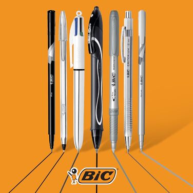 Канцелярський набір BIC з 8 шт. 2 кулькові ручки, 1 блокнот, 1 тонка підводка, 1 олівець, 1 механічний олівець, 1 маркер і 1 гелевий валик, набір Silver Set