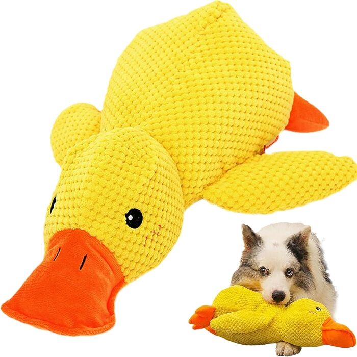 Антистрес Duck Dog, Антистрес Duck, Yellow Squeaky Toy Інтерактивна іграшка для собак, Плюшева жувальна іграшка для собак. Спокійний і врівноважений Антистрес Duck (Yellow, S)