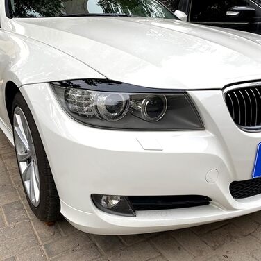 Для BMW 3 Series E90 E91 2005-2012 Автомобільна передня фара Повіка Декор брів Чорний глянсовий Чорний