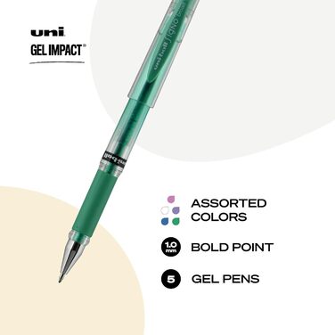 Ударні ручки Signo Gel Shock Pen, Bold Point (1,0 мм), в асортименті металеві, модні 5 шт. унків