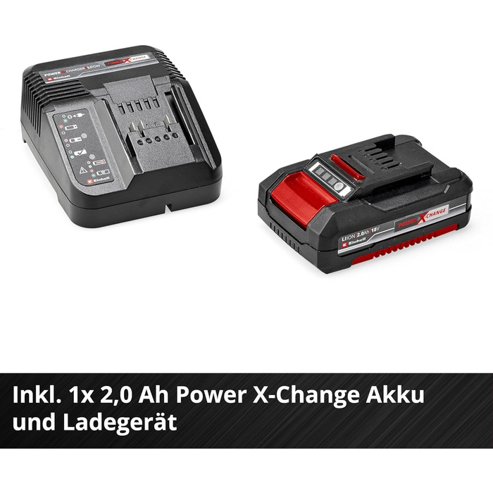 Акумуляторна повітродувка Einhell GC-CL 18 Li E Kit Power X-Change (18 В, швидкість руху 210 км/год, регулювання швидкості, м'яка рукоятка, в т.ч. акумулятор 2,0 Ач та зарядний пристрій)