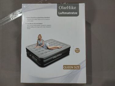 Надувний матрац OlarHike 203 x 152 x 46 см преміум класу із вбудованим електричним насосом для кемпінгу або домашнього використання чорний