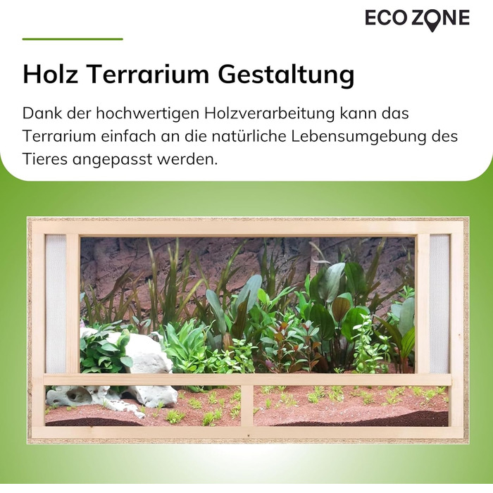 Дерев'яний тераріум ECOZONE з фронтальною вентиляцією 100x60x60 см - Дерев'яний тераріум з плит OSB - Тераріуми для екзотичних тварин, таких як змії, рептилії та земноводні