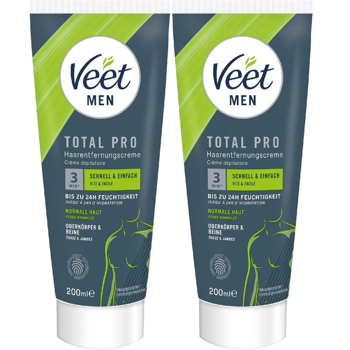 Крем для депіляції Veet 2 упаковки для чоловіків для швидкої та ефективної епіляції всього за 5-10 хвилин Крем для видалення волосся Veet Men 2x200мл