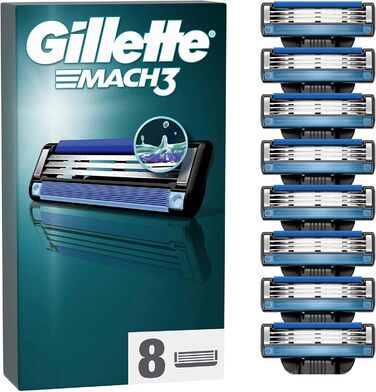 Леза для бритви Gillette Mach3, 8 змінних лез для вологих бритв чоловіків з 3-кратним лезом без розчарувань Одинарна упаковка