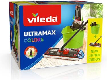 Комплект Vileda Ultramax 2в1 для миття підлоги швабра з ручкою, чохол з мікрофібри та відро з потужним пресом в наборі Grnultramax