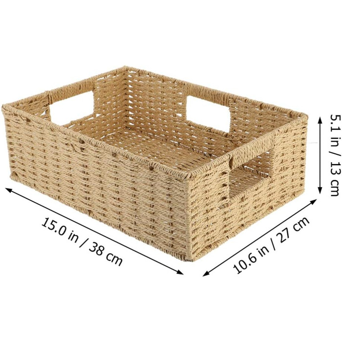 Кошик для зберігання з паперової мотузки Cabilock Плетені кошики для організації з ручкою Декоративні кошики для зберігання для настільного туалету Відро для сміття