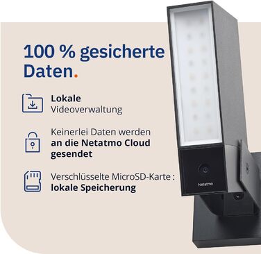 Розумна вулична камера безпеки Netatmo, Wi-Fi, вбудоване освітлення 12 Вт, відео HD 1080p 4 Мп, виявлення руху, нічне бачення, без підписки, додаткова Micro SD, NOC -AMZ