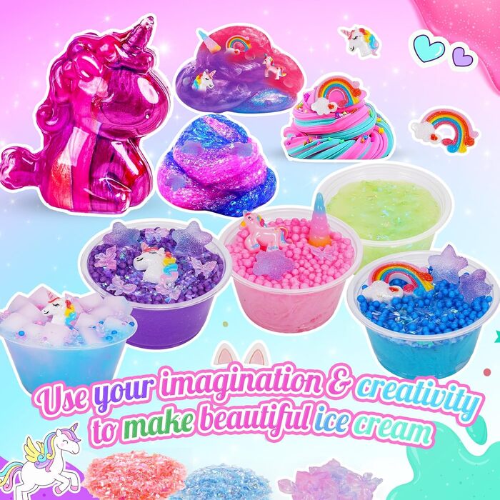 Зробіть свій власний набір слизу, Unicorn Slime Kids Gift Дівчаткам 6 7 8 9 10 11 12 років Іграшки з слизу від 6-12 років Дівчаткам Різдвяні подарунки для дітей Набір слизу, щоб зробити свій власний